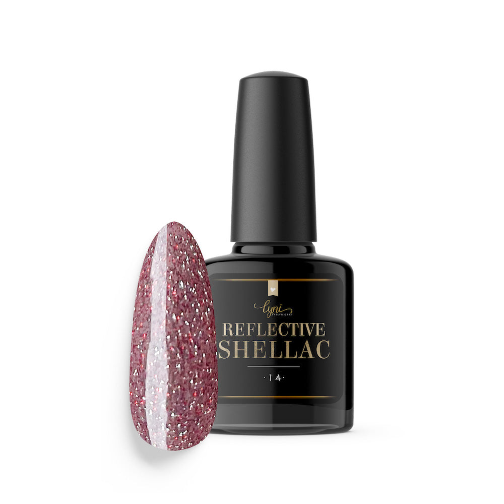 Shellac · Reflective 14 · 7.3ml für Nageldesign Nägel & Nagelstudios Shellac · Reflective 14 · 7.3ml, altrosa, disco, effekt Shellac, funkeln, gellack, gelpolish, glitter, glitzer, glitzer lacke, leuchtende farben, reflektierend, rosa für Nägel im Nageldesign & Nagelstudios