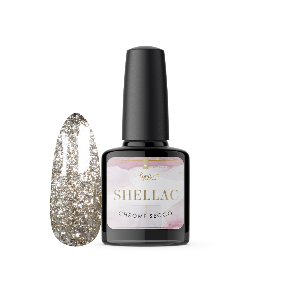 Shellac · Chrome Secco 7,3ml für Nageldesign Nägel & Nagelstudios Shellac · Chrome Secco 7,3ml, effekt Shellac, funkeln, gellack, gelpolish, glitter, glitzer, glitzer lacke, gold für Nägel im Nageldesign & Nagelstudios