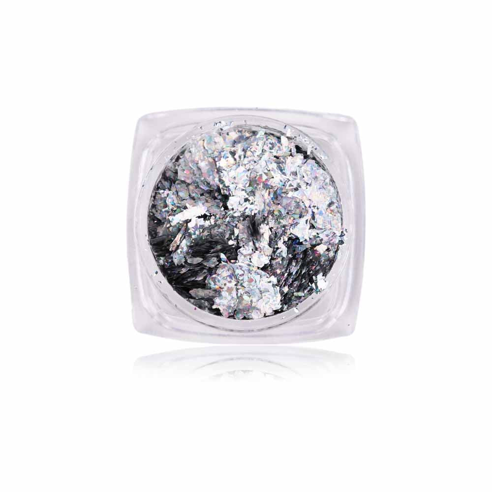 Silver Holo Flakes Folie für Nageldesign Nägel & Nagelstudios Silver Holo Flakes Folie, blattgold, blattsilber, Deko, dünne Folie, feines Papier, Gold, Nailart, Nailfolie, Schwarz, verzieren für Nägel im Nageldesign & Nagelstudios
