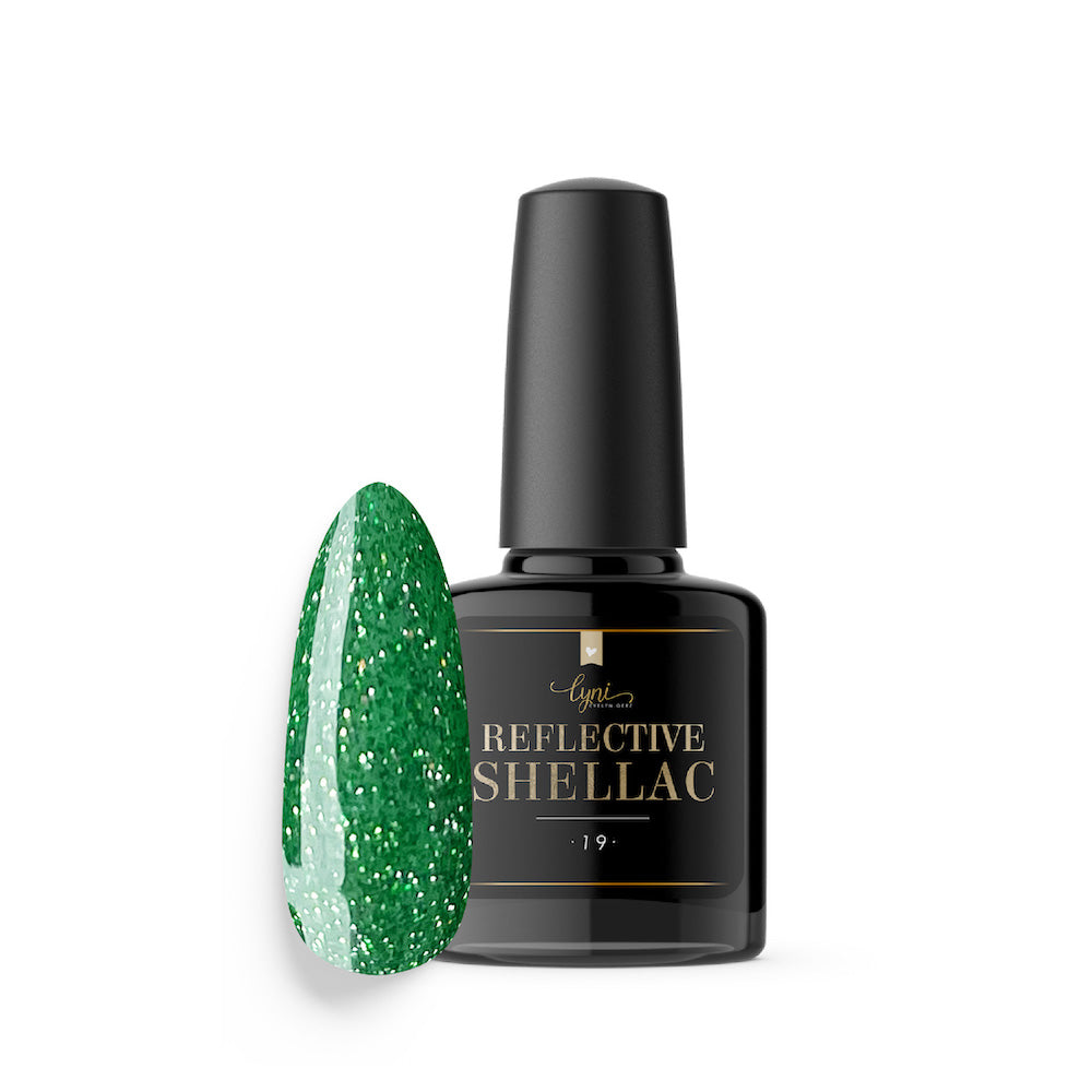 Shellac · Reflective 19 · 7.3ml für Nageldesign Nägel & Nagelstudios Shellac · Reflective 19 · 7.3ml, disco, effekt Shellac, funkeln, gellack, gelpolish, glitter, glitzer, glitzer lacke, green, grün, leuchtende farben, reflektierend für Nägel im Nageldesign & Nagelstudios