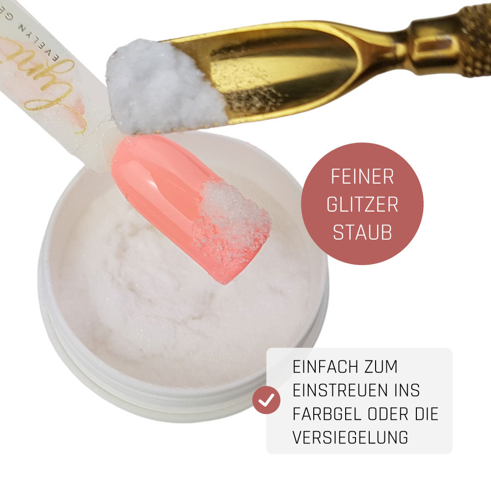 Royal Glitter weiß für Nageldesign Nägel & Nagelstudios Royal Glitter weiß, Glimmer, Glitzer, Puder, Pulver für Nägel im Nageldesign & Nagelstudios