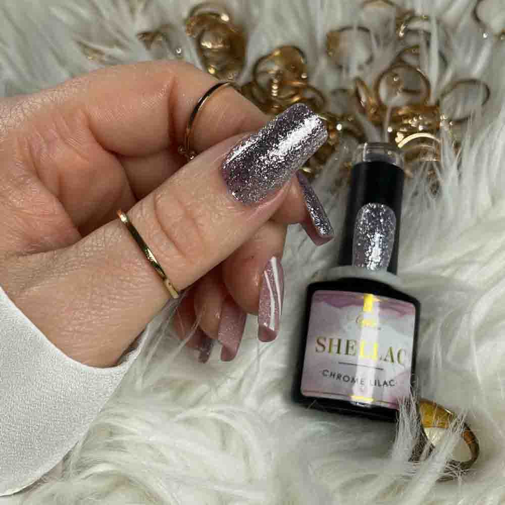 Shellac · Chrome Lilac 7,3ml für Nageldesign Nägel & Nagelstudios Shellac · Chrome Lilac 7,3ml, effekt Shellac, funkeln, gellack, gelpolish, glitter, glitzer, glitzer lacke, lila für Nägel im Nageldesign & Nagelstudios