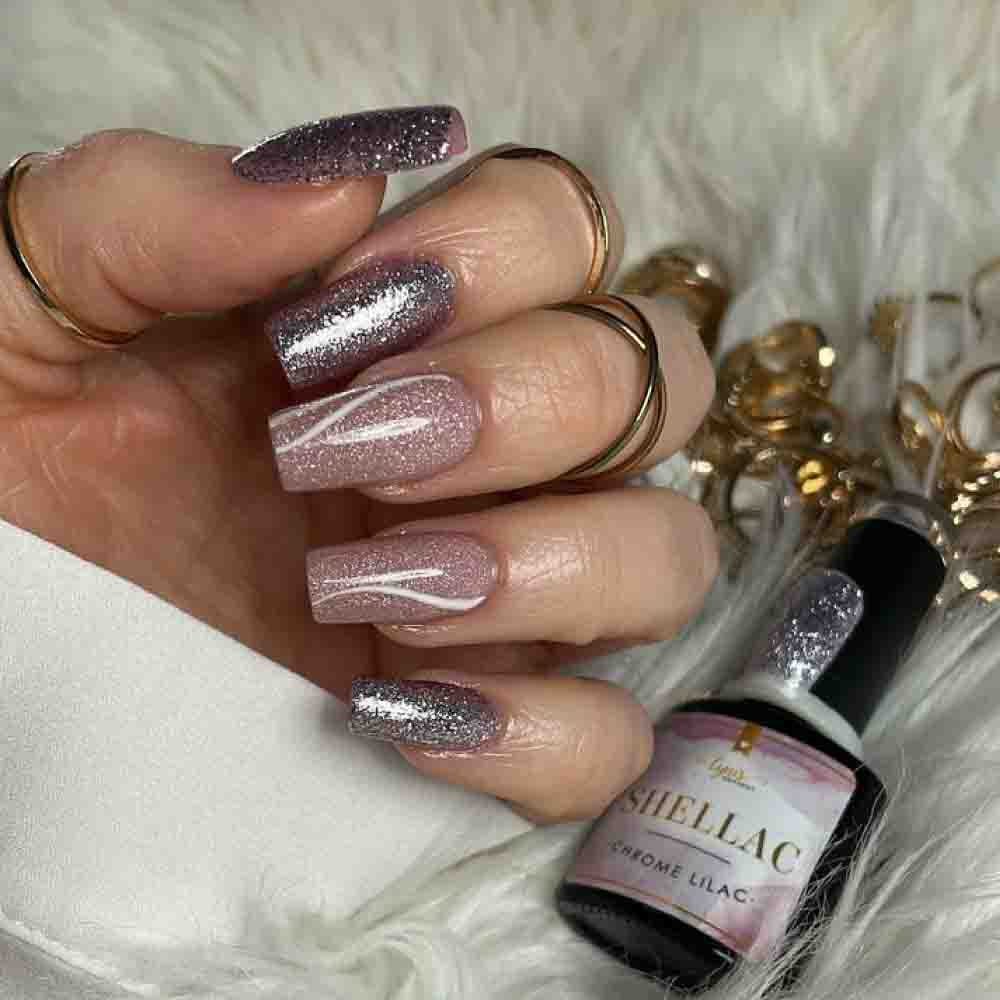 Shellac · Chrome Lilac 7,3ml für Nageldesign Nägel & Nagelstudios Shellac · Chrome Lilac 7,3ml, effekt Shellac, funkeln, gellack, gelpolish, glitter, glitzer, glitzer lacke, lila für Nägel im Nageldesign & Nagelstudios