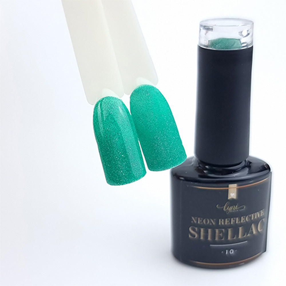 Shellac · Neon Reflective 10 · 7,3ml für Nageldesign Nägel & Nagelstudios Shellac · Neon Reflective 10 · 7,3ml, bunt, disco, effekt Shellac, funkeln, gellack, gelpolish, glitter, glitzer, glitzer lacke, green, grün, knallig, leuchtende farben, reflektierend für Nägel im Nageldesign & Nagelstudios