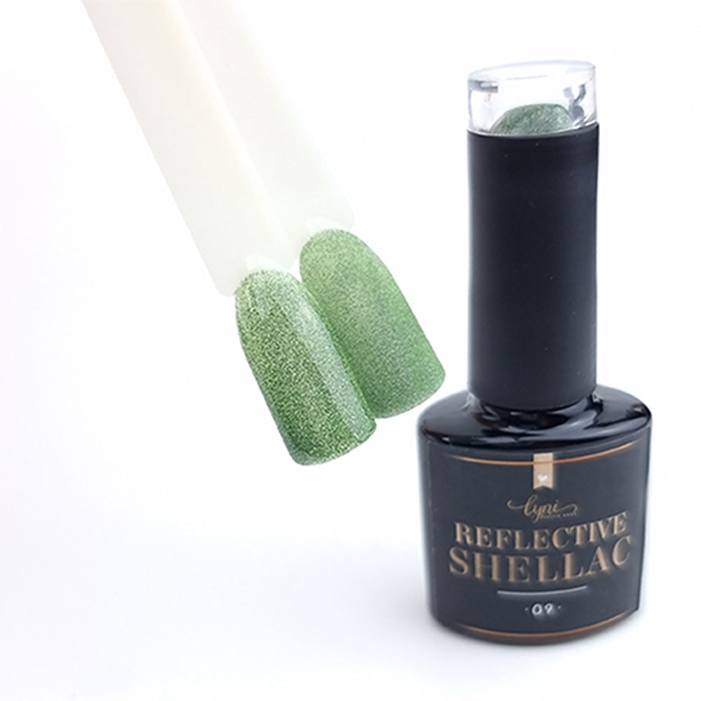 Shellac · Reflective 09 · 7.3ml für Nageldesign Nägel & Nagelstudios Shellac · Reflective 09 · 7.3ml, disco, effekt Shellac, funkeln, gellack, gelpolish, glitter, glitzer, glitzer lacke, green, grün, leuchtende farben, reflektierend für Nägel im Nageldesign & Nagelstudios