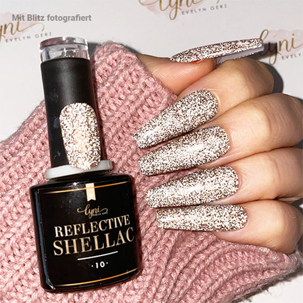 Shellac · Reflective 10 · 7.3ml für Nageldesign Nägel & Nagelstudios Shellac · Reflective 10 · 7.3ml, beige, braun, disco, effekt Shellac, funkeln, gellack, gelpolish, glitter, glitzer, glitzer lacke, leuchtende farben, reflektierend für Nägel im Nageldesign & Nagelstudios