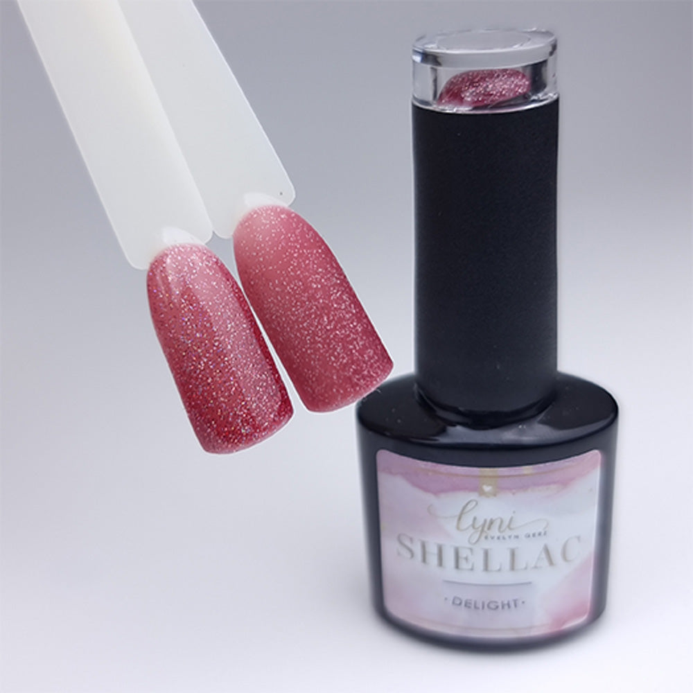 Shellac · Delight 7,3ml für Nageldesign Nägel & Nagelstudios Shellac · Delight 7,3ml, fuchsia, gel polish, gellack, glimmer, glitter, glitzer, nail polish, pink, uv lack für Nägel im Nageldesign & Nagelstudios