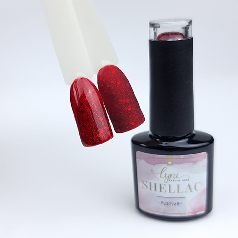 Shellac · Festive 7,3ml für Nageldesign Nägel & Nagelstudios Shellac · Festive 7,3ml, gel polish, gellack, glimmer, glitter, glitzer, nail polish, rot, uv lack für Nägel im Nageldesign & Nagelstudios