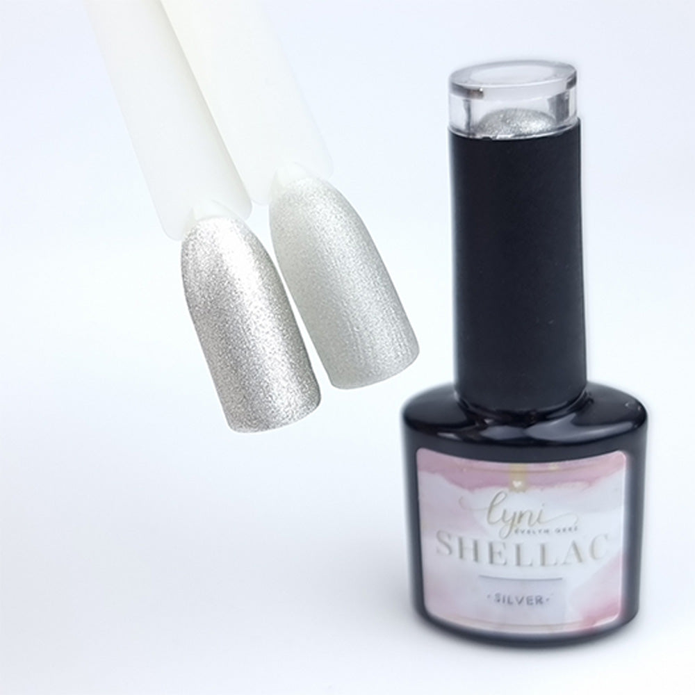 Shellac · Silver 7,3ml für Nageldesign Nägel & Nagelstudios Shellac · Silver 7,3ml, gel polish, gellack, glimmer, glitter, glitzer, nail polish, silber, uv lack für Nägel im Nageldesign & Nagelstudios