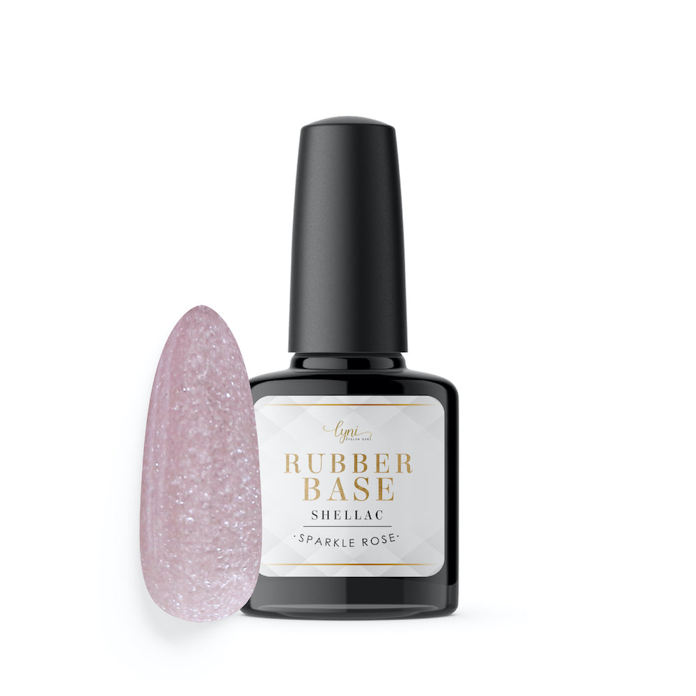 Shellac · Rubber Base · Sparkle Rose 7,3ml* für Nageldesign Nägel & Nagelstudios Shellac · Rubber Base · Sparkle Rose 7,3ml*, Aufbaugel in der Flasche, Aufbaugel Naturnagel, Base Gel, Effekt, flexibles Aufbaugel, flexibles Gel, gel polish, gellack, Glitzer, Grundiergel, Haftgel, nail polish, Pastell, Rosa, Rose, Shellac, uv lack für Nägel im Nageldesign & Nagelstudios
