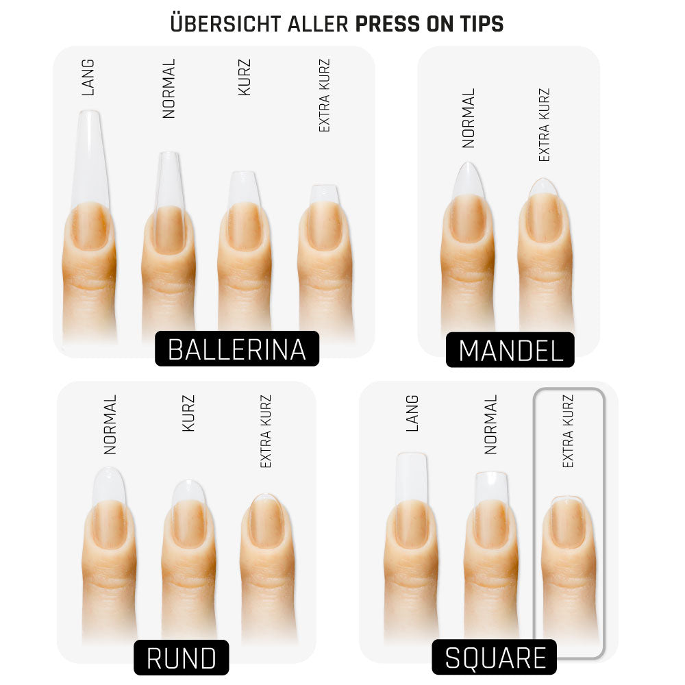 Square extra kurz · Clear · Press On Tips für Nageldesign Nägel & Nagelstudios Square extra kurz · Clear · Press On Tips, aufdrück Nägel, click it tips, durchsichtig, eckig, klar, press on nails, press on nägel für Nägel im Nageldesign & Nagelstudios