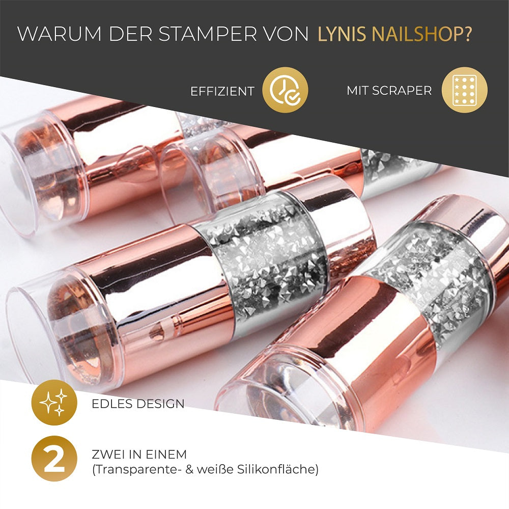 Stamper Premium Duo Clear für Nageldesign Nägel & Nagelstudios Stamper Premium Duo Clear, Clear Jelly stamper, Klarer stempel, Marschmallow Stempel, Rosegold, stampen, Stempel, Stempelkissen, stempeln für Nägel im Nageldesign & Nagelstudios