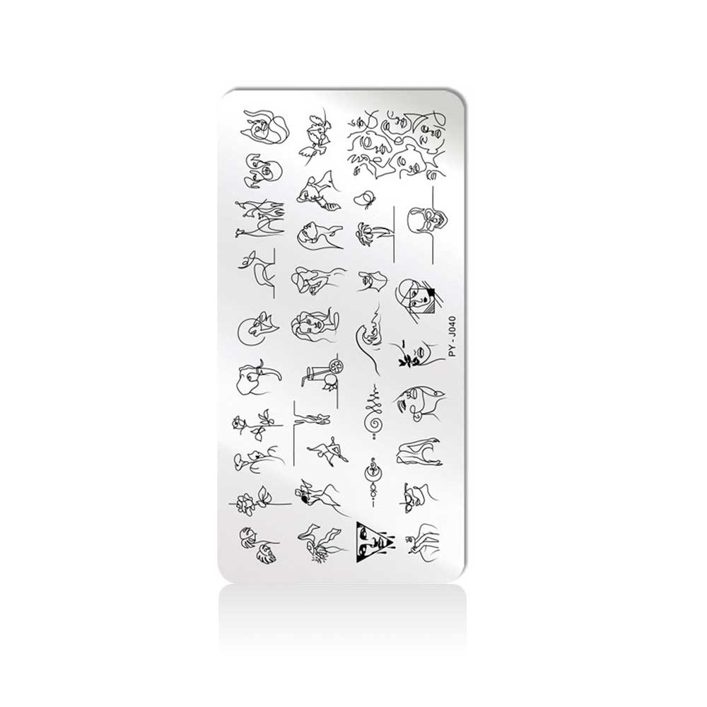 Stampingschablone PY-J040 für Nageldesign Nägel & Nagelstudios Stampingschablone PY-J040, platten, Schablone, stampen, stempeln für Nägel im Nageldesign & Nagelstudios