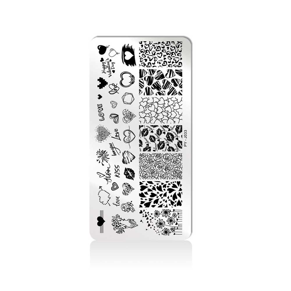 Stampingschablone PY-J033 für Nageldesign Nägel & Nagelstudios Stampingschablone PY-J033, platten, Schablone, stampen, stempeln für Nägel im Nageldesign & Nagelstudios
