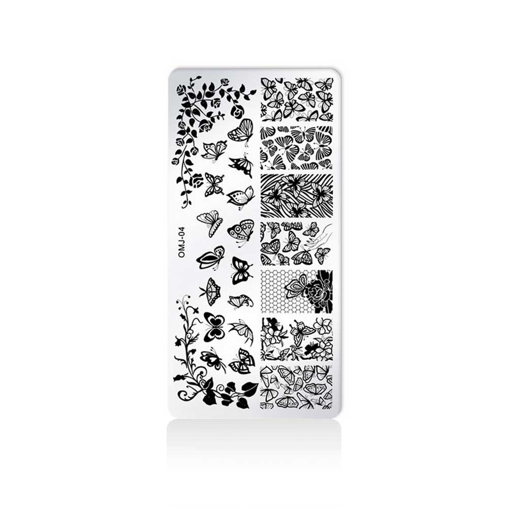 Stampingschablone OMJ-04 für Nageldesign Nägel & Nagelstudios Stampingschablone OMJ-04, platten, Schablone, stampen, stempeln für Nägel im Nageldesign & Nagelstudios