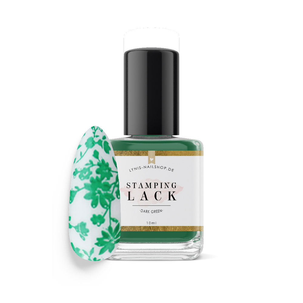 Stampinglack Dunkelgrün 10ml* für Nageldesign Nägel & Nagelstudios Stampinglack Dunkelgrün 10ml*, grün, stampen, Stempellack, stempeln für Nägel im Nageldesign & Nagelstudios
