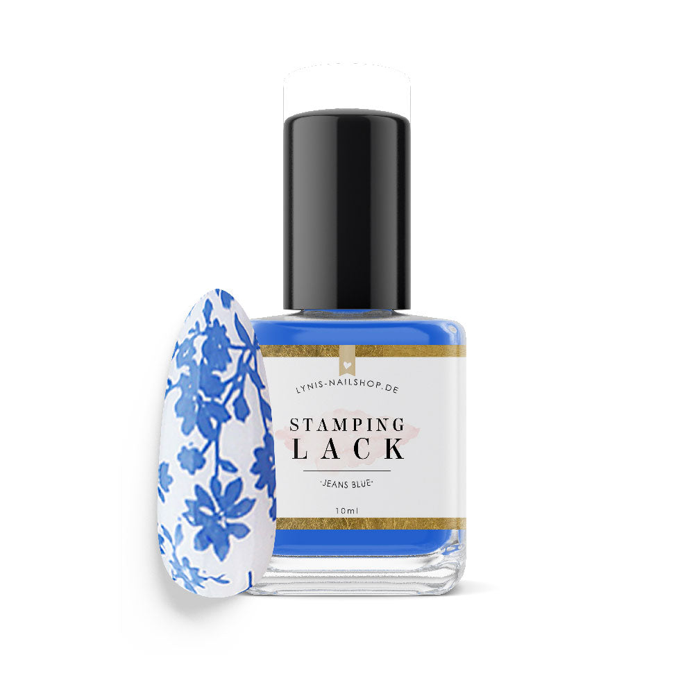 Stampinglack Jeansblau 10ml* für Nageldesign Nägel & Nagelstudios Stampinglack Jeansblau 10ml*, blau, stampen, Stempellack, stempeln für Nägel im Nageldesign & Nagelstudios