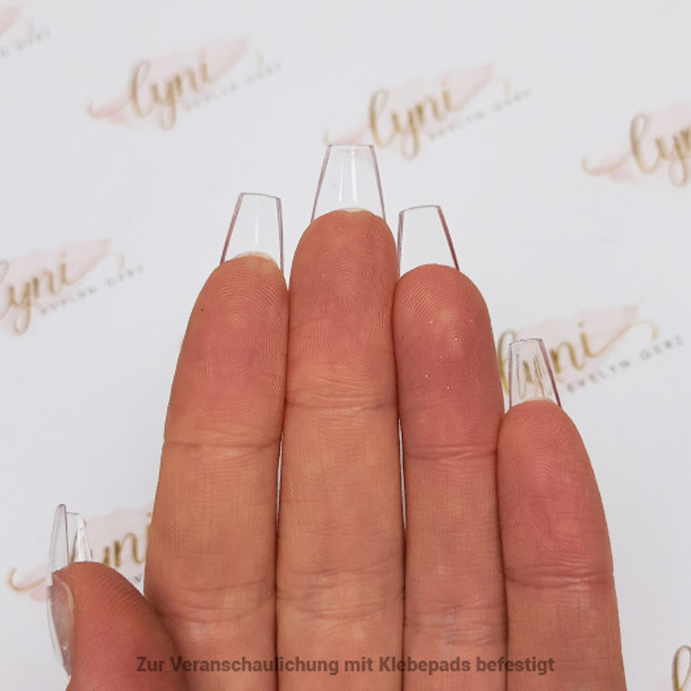 Ballerina Kurz · Clear · Press On Tips für Nageldesign Nägel & Nagelstudios Ballerina Kurz · Clear · Press On Tips, aufdrück Nägel, click it tips, coffin, durchsichtig, klar, press on nails, press on nägel für Nägel im Nageldesign & Nagelstudios
