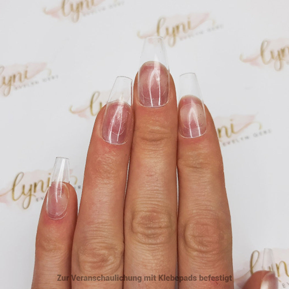 Ballerina Kurz · Clear · Press On Tips für Nageldesign Nägel & Nagelstudios Ballerina Kurz · Clear · Press On Tips, aufdrück Nägel, click it tips, coffin, durchsichtig, klar, press on nails, press on nägel für Nägel im Nageldesign & Nagelstudios
