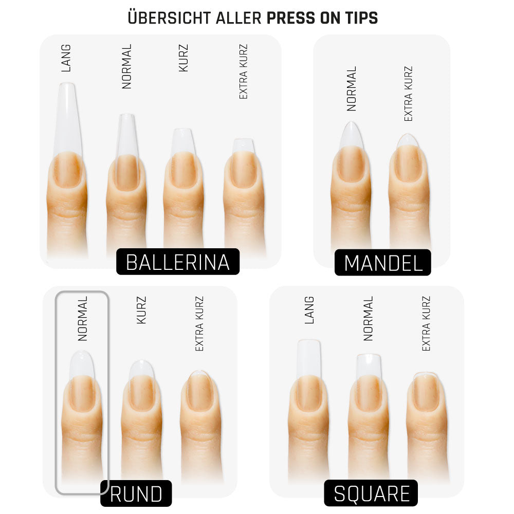 Rund Normal · Clear · Press On Tips für Nageldesign Nägel & Nagelstudios Rund Normal · Clear · Press On Tips, aufdrück Nägel, aufklebe Nagel, aufkleben, Click it Nagel, click it tips, coffin, durchsichtig, Fullcover Tips, klar, oval, Press on nail, press on nails, press on nägel, rund für Nägel im Nageldesign & Nagelstudios