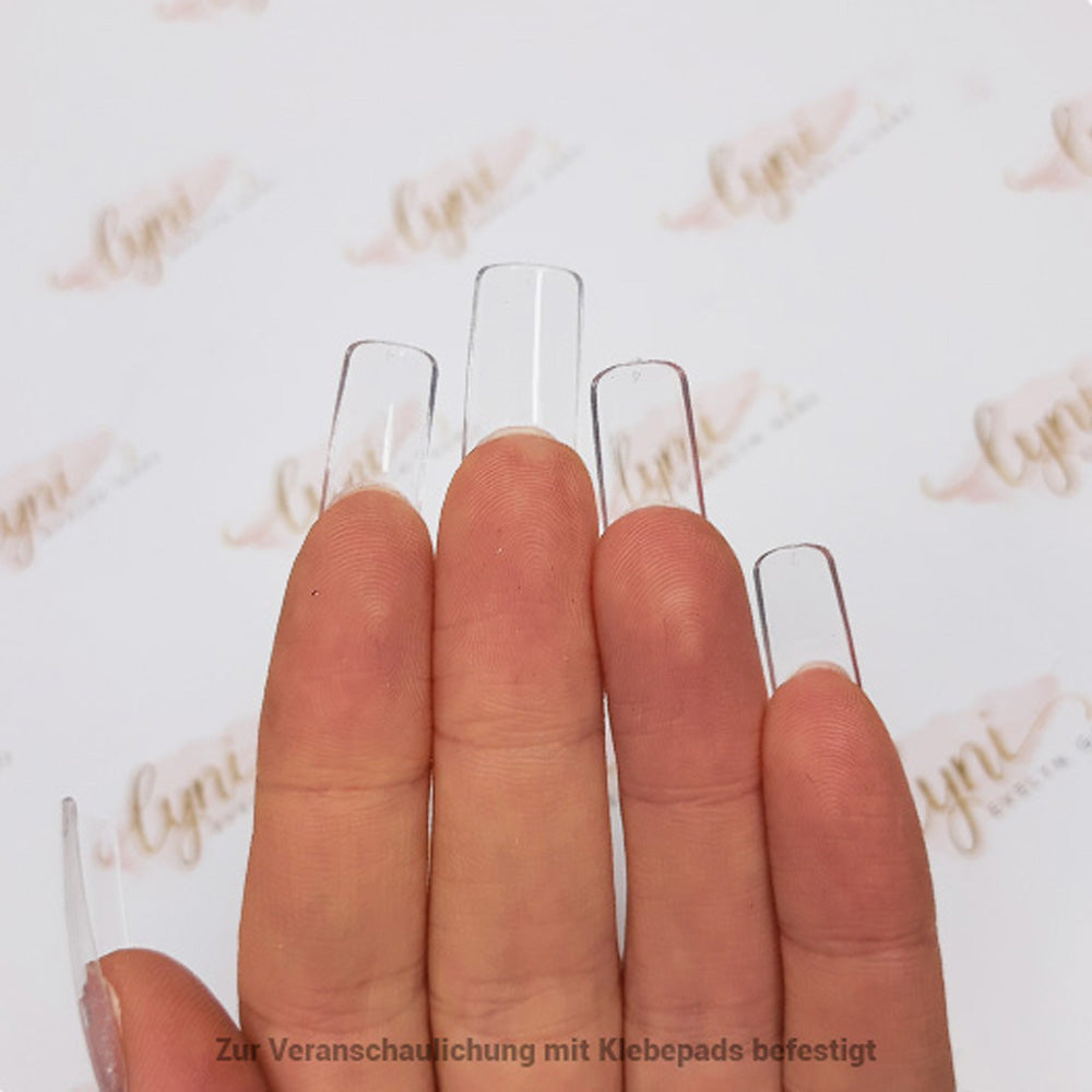Square Lang · Clear · Press On Tips für Nageldesign Nägel & Nagelstudios Square Lang · Clear · Press On Tips, aufdrück Nägel, click it tips, coffin, durchsichtig, klar, press on nails, press on nägel für Nägel im Nageldesign & Nagelstudios