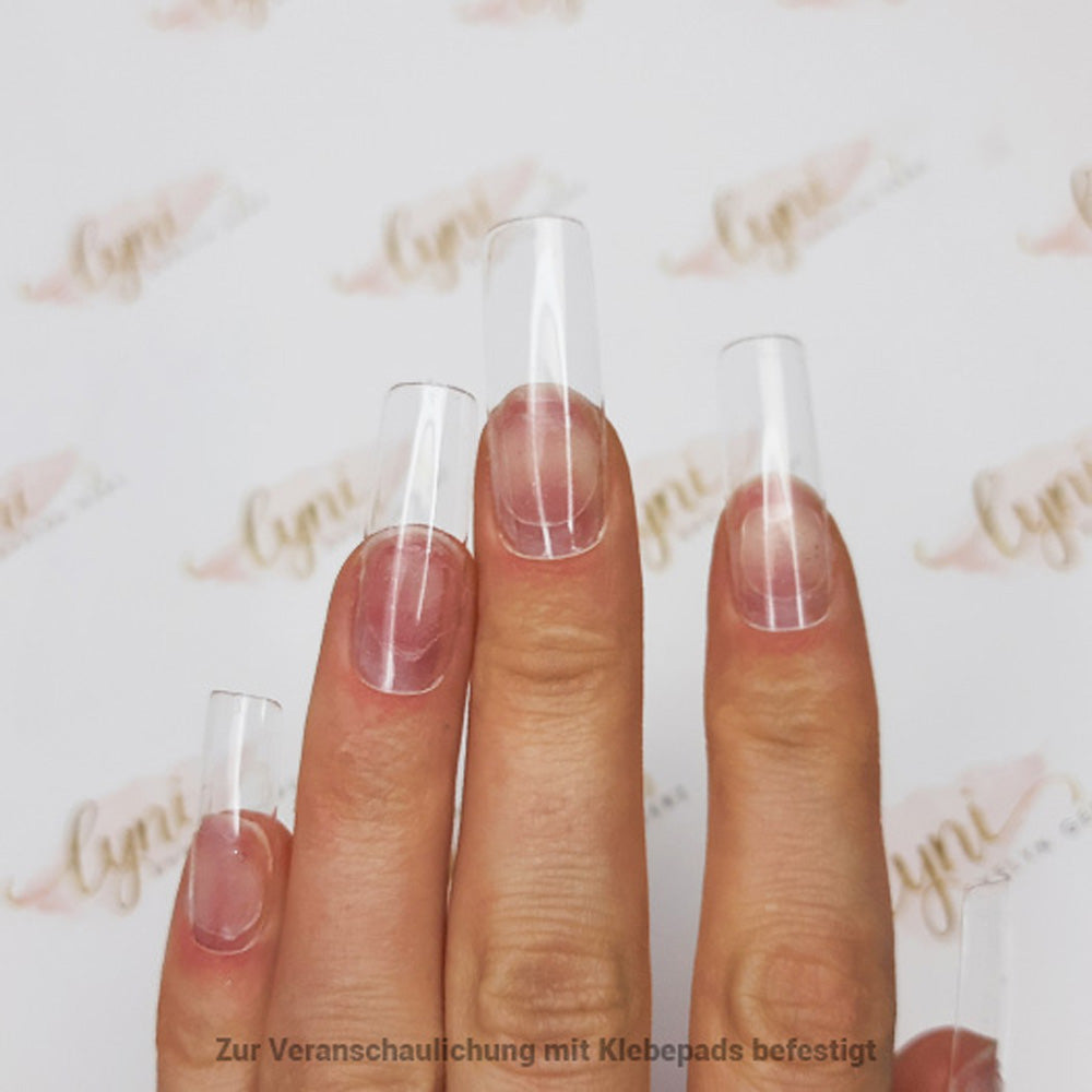 Square Lang · Clear · Press On Tips für Nageldesign Nägel & Nagelstudios Square Lang · Clear · Press On Tips, aufdrück Nägel, click it tips, coffin, durchsichtig, klar, press on nails, press on nägel für Nägel im Nageldesign & Nagelstudios