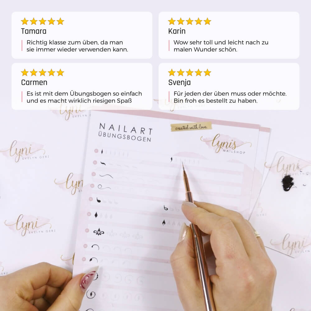 NailArt Übungsbögen für Nageldesign Nägel & Nagelstudios NailArt Übungsbögen, lernen, nachmalen, üben für Nägel im Nageldesign & Nagelstudios