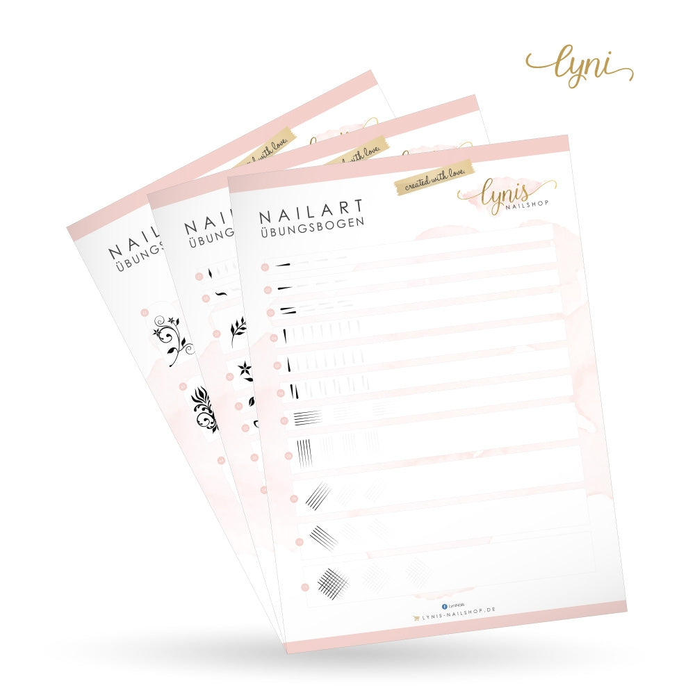 NailArt Übungsbögen für Nageldesign Nägel & Nagelstudios NailArt Übungsbögen, lernen, nachmalen, üben für Nägel im Nageldesign & Nagelstudios
