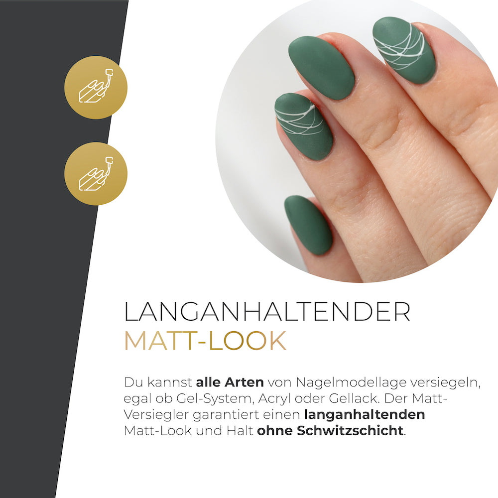 Velvet Matt Sealer · No Wipe · 10ml* für Nageldesign Nägel & Nagelstudios Velvet Matt Sealer · No Wipe · 10ml*, Matt Versiegler, perfektes Matt, Top Coat, Versiegelungsgel, Versiegler für Nägel im Nageldesign & Nagelstudios