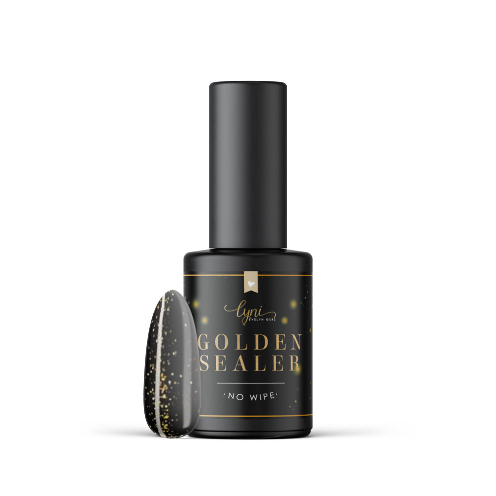 Golden Sealer · No Wipe 10ml* für Nageldesign Nägel & Nagelstudios Golden Sealer · No Wipe 10ml*, glanz Versiegler, glimmer, Glitter, Glitzer, gold, schimmer, Top Coat, Versiegelungsgel, Versiegler für Nägel im Nageldesign & Nagelstudios