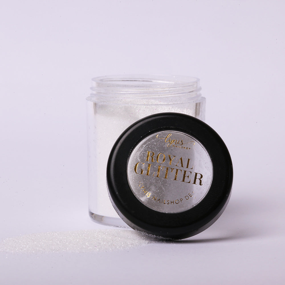 Royal Glitter weiß für Nageldesign Nägel & Nagelstudios Royal Glitter weiß, Glimmer, Glitzer, Puder, Pulver für Nägel im Nageldesign & Nagelstudios