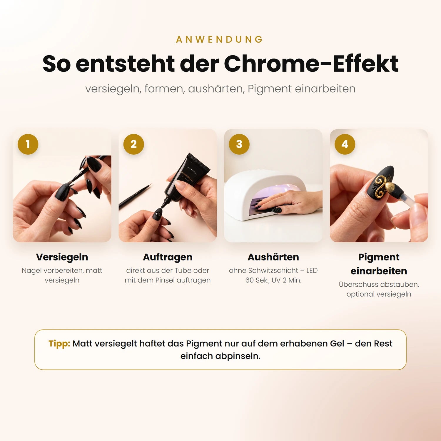 3D Chrome Gel · Black 30ml, 3D Design Gel, 3D Nail Art Gel für Nägel im Nageldesign & Nagelstudios