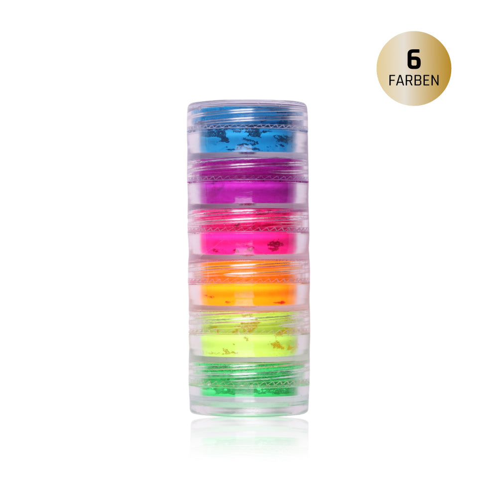 Neon Matt Pigment Set, buntes Puder, Farbpuder, knallig, Puder, Pulver für Nägel im Nageldesign & Nagelstudios