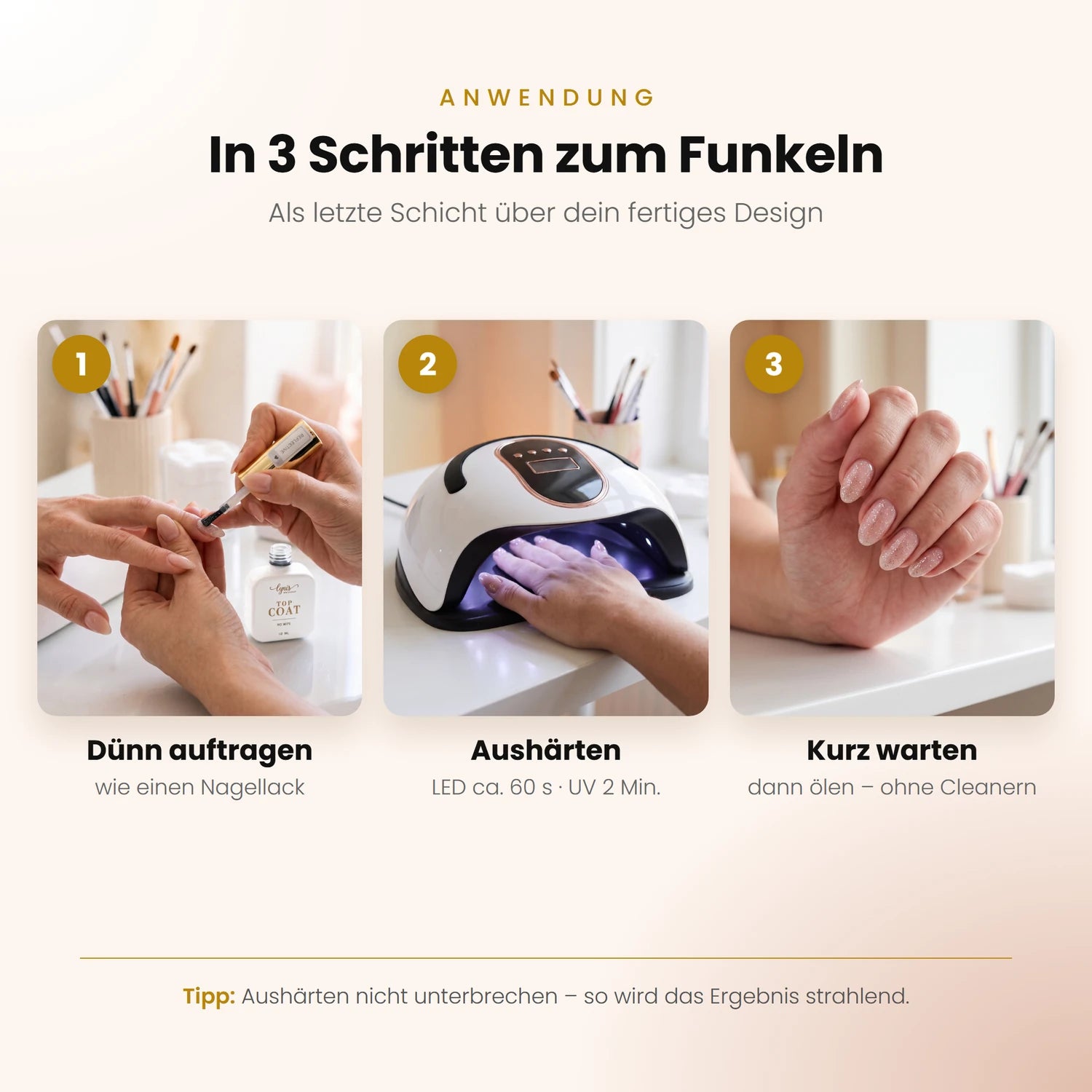 Reflective Sealer · No Wipe · 10ml, flash on, glanz Versiegler, glimmer, Glitter, Glitzer, reflektierend, schimmer, Top Coat, Versiegelungsgel, Versiegler für Nägel im Nageldesign & Nagelstudios