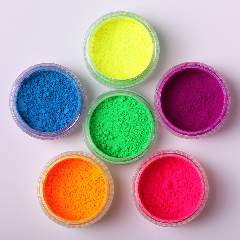 Neon Matt Pigment Set, buntes Puder, Farbpuder, knallig, Puder, Pulver für Nägel im Nageldesign & Nagelstudios