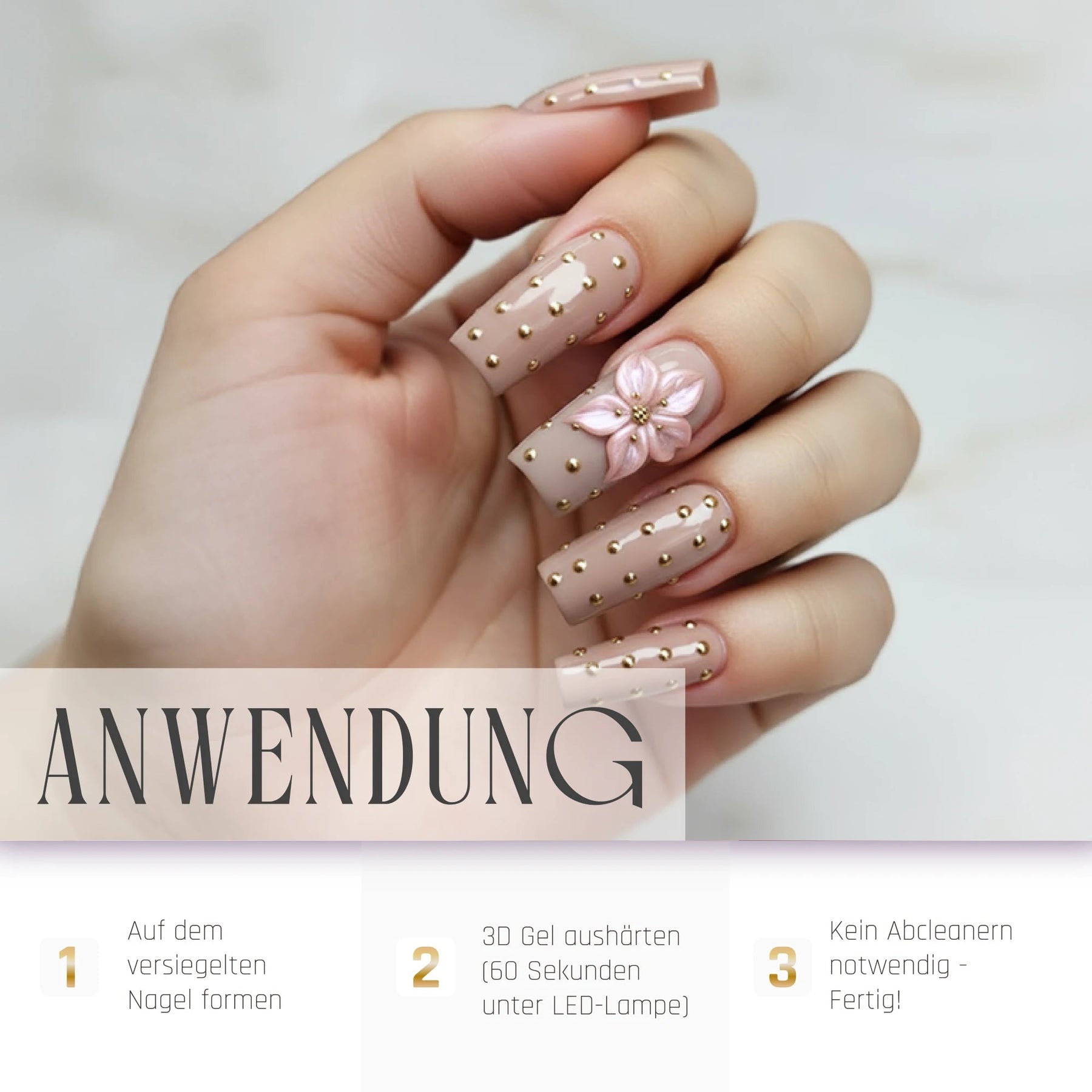3D Flower Gel · Satin Gold 15ml, 3D Blumen, Blumengel für Nägel im Nageldesign & Nagelstudios