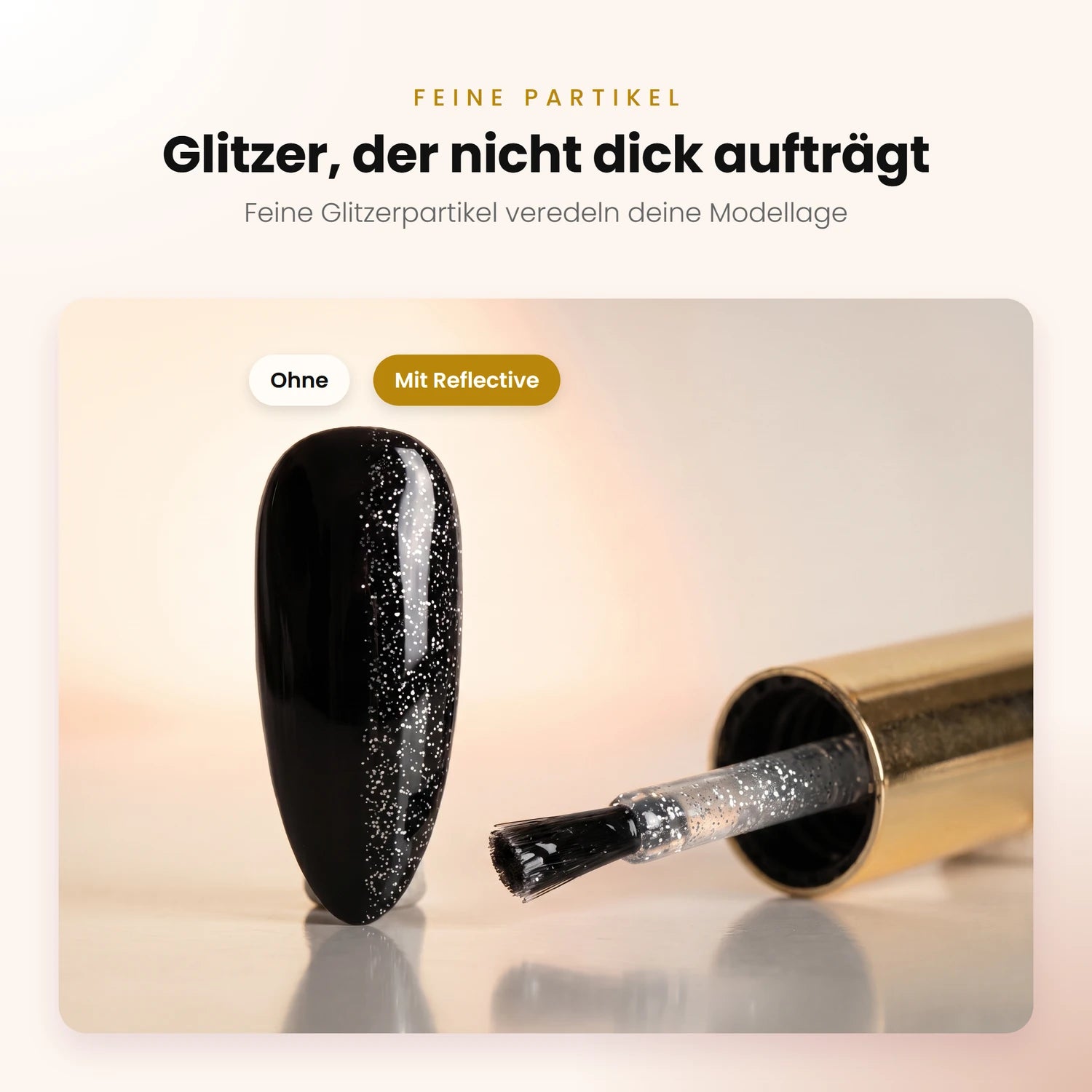 Reflective Sealer · No Wipe · 10ml, flash on, glanz Versiegler, glimmer, Glitter, Glitzer, reflektierend, schimmer, Top Coat, Versiegelungsgel, Versiegler für Nägel im Nageldesign & Nagelstudios