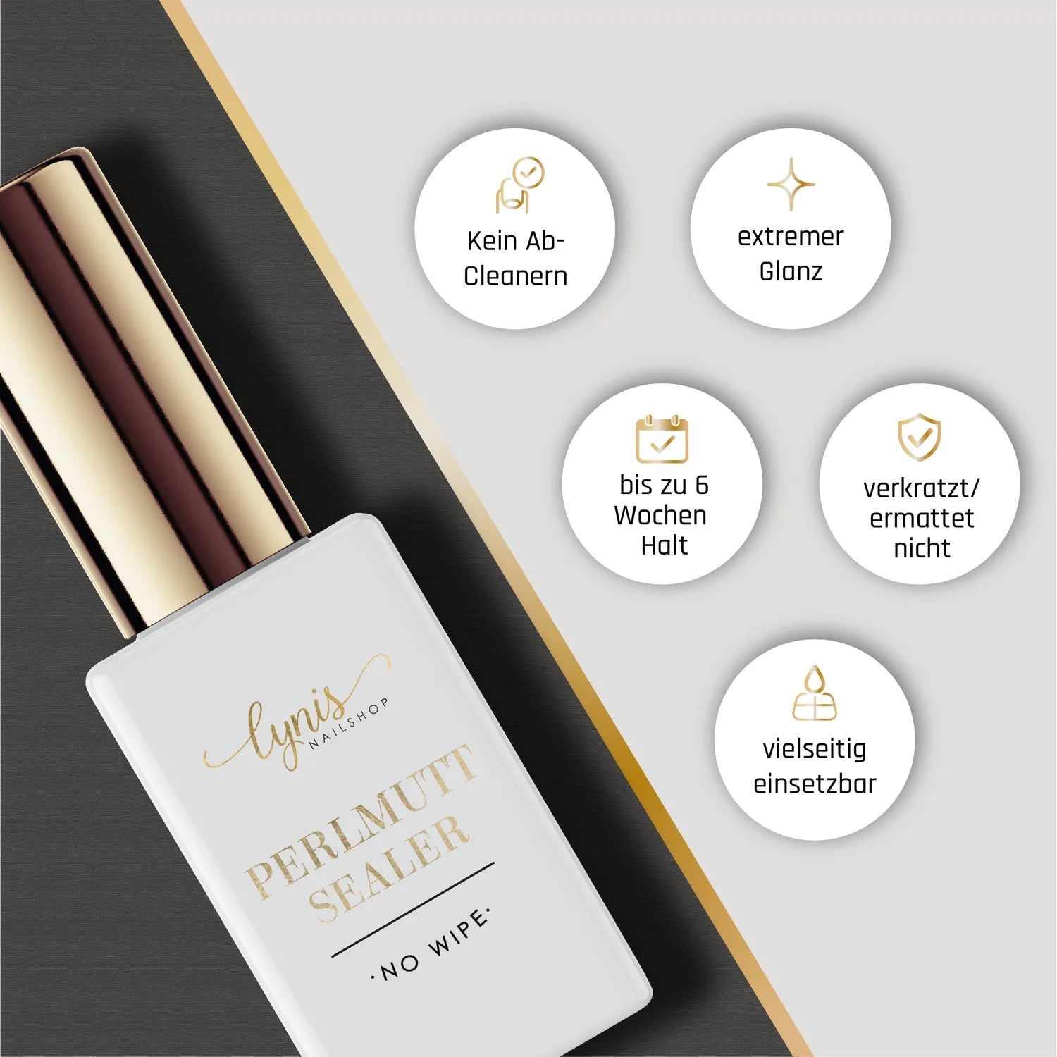 Perlmutt Sealer · No Wipe · 10ml*, glanz Versiegler, glimmer, glitter, glitzer, perlmutt versiegler, schimmer, Top Coat, Versiegelungsgel, Versiegler für Nägel im Nageldesign & Nagelstudios