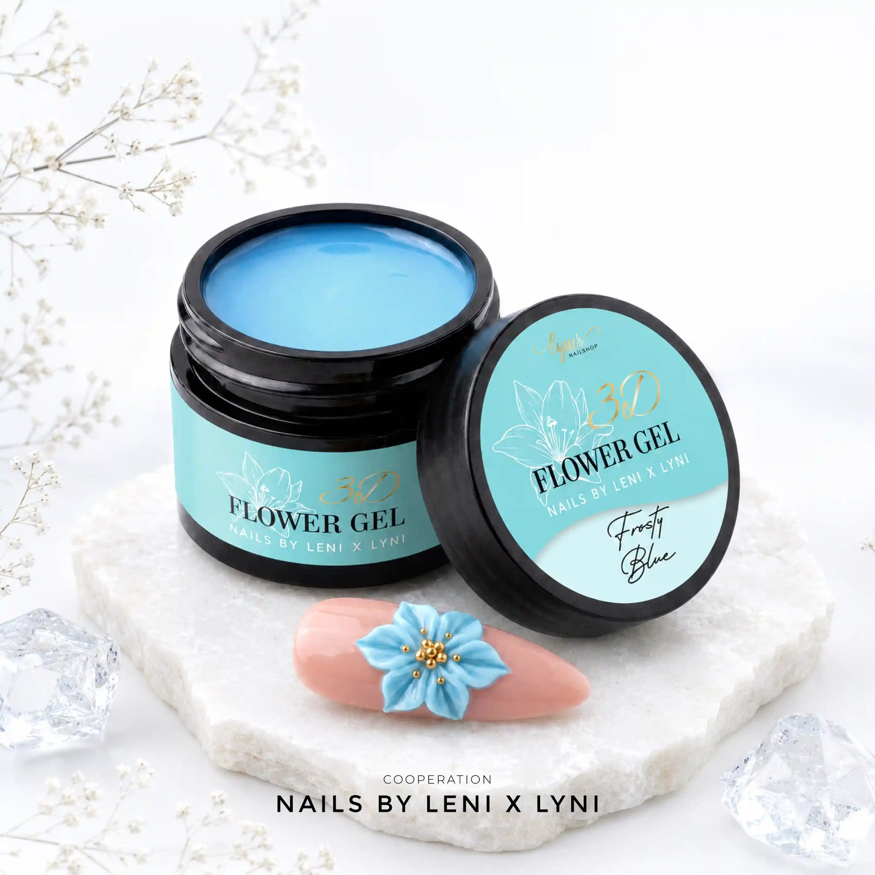 3D Flower Gel · Frosty Blue 15ml · Leni x Lyni, 3D Blumengel, kein-aktionspreis, leni, leni 3D Flower Gel, nails by leni für Nägel im Nageldesign & Nagelstudios