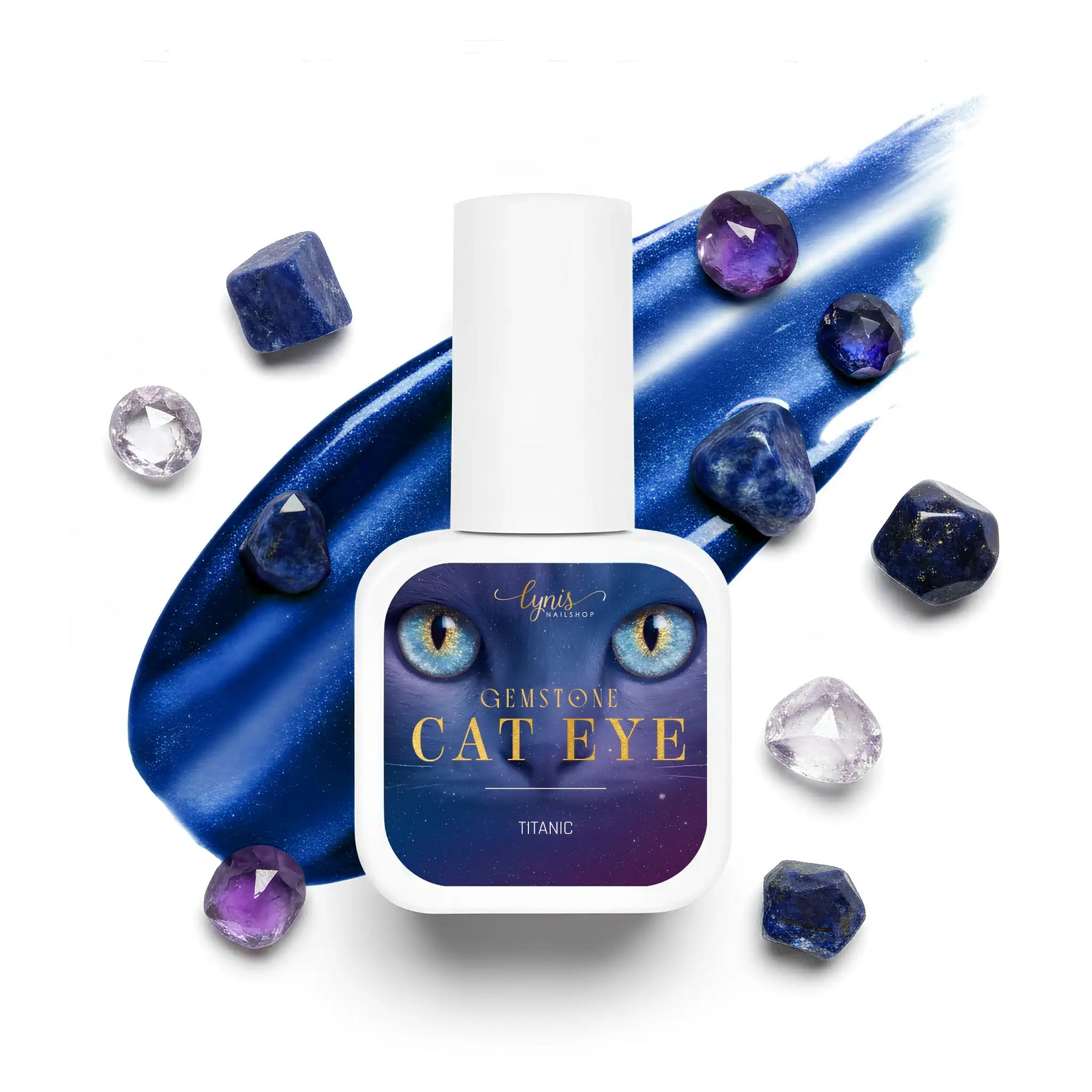 Shellac · Cat Eye Gemstone Titanic 10ml, Effekt Lack, gel polish, Gellack, Magnet Lack, nail polish, uv lack für Nägel im Nageldesign & Nagelstudios