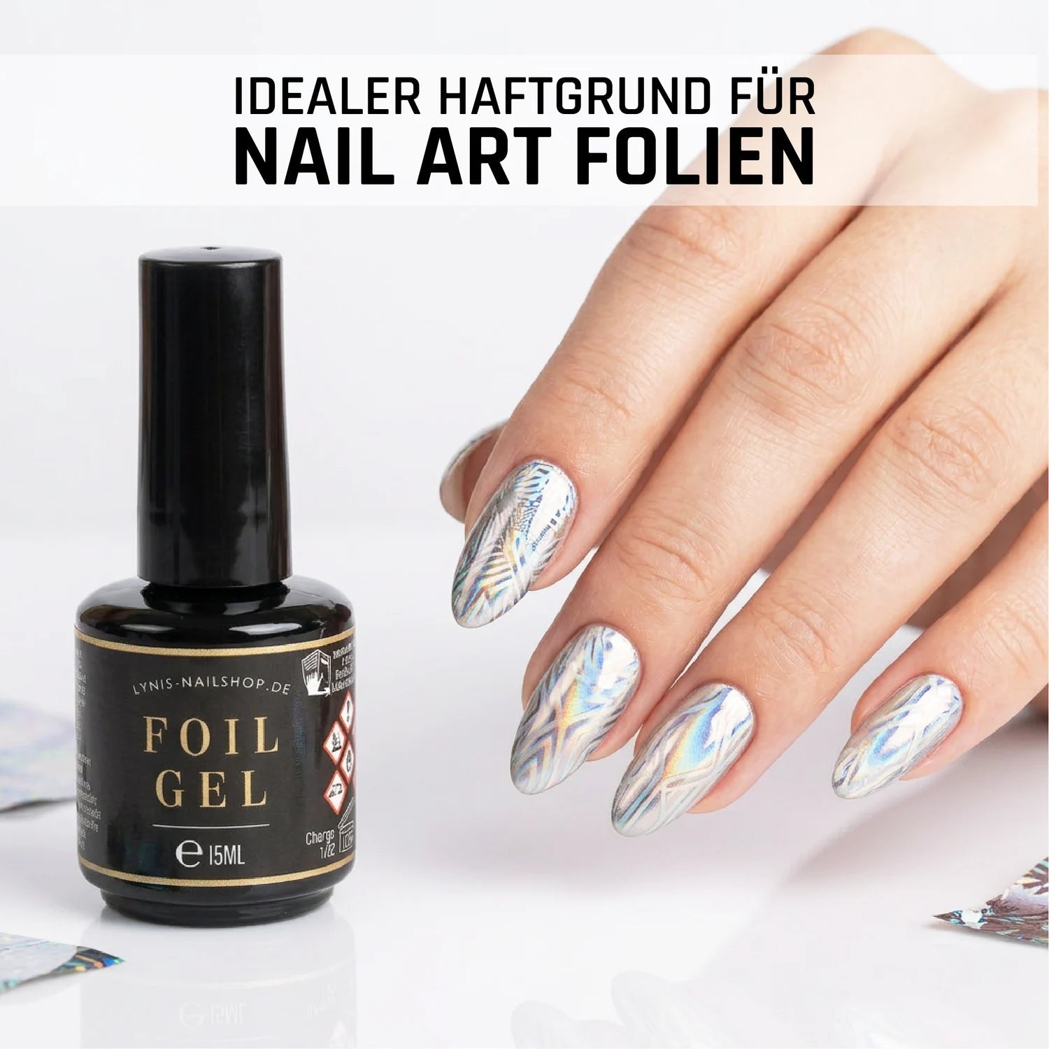 Foliengel 15ml, foil, foil gel, Folien Design, foliendesign, foliendesigns, folienkleber, gel, nail art folie, Nailart Folien für Nägel im Nageldesign & Nagelstudios