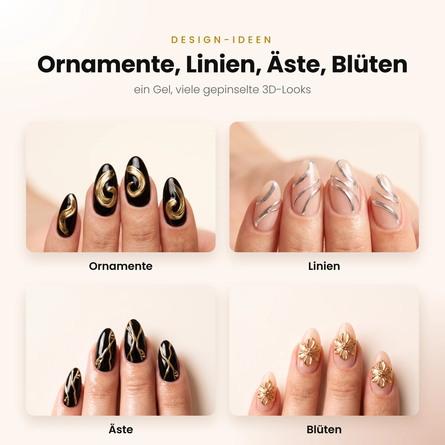3D Chrome Gel · Black 30ml, 3D Design Gel, 3D Nail Art Gel für Nägel im Nageldesign & Nagelstudios
