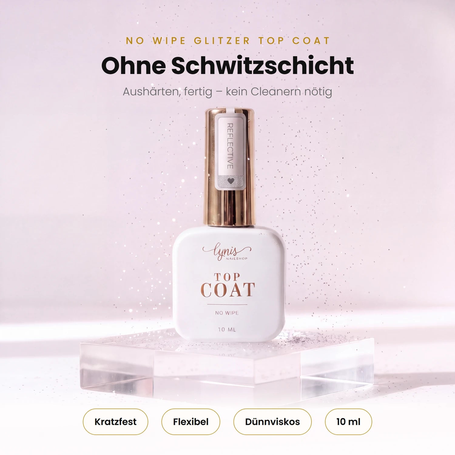Reflective Sealer · No Wipe · 10ml, flash on, glanz Versiegler, glimmer, Glitter, Glitzer, reflektierend, schimmer, Top Coat, Versiegelungsgel, Versiegler für Nägel im Nageldesign & Nagelstudios