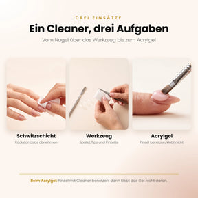 Nail Cleaner im Einsatz – Schwitzschicht entfernen, Werkzeug reinigen, Acrylgel mit benetztem Pinsel modellieren