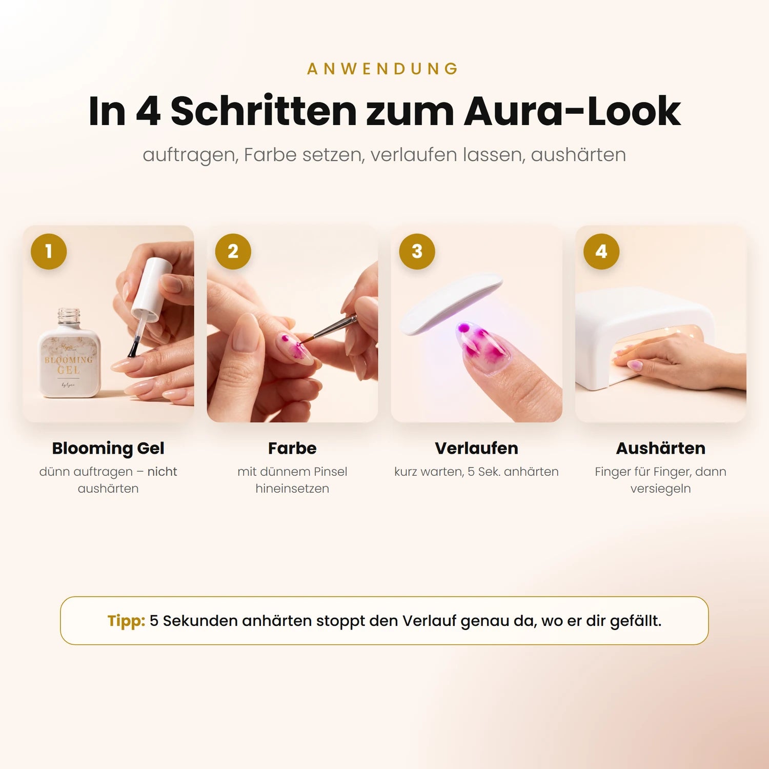 Blooming Gel 10ml, Blumeffekt Gel, Farbverlauf Gel, Muster Gel für Nägel im Nageldesign & Nagelstudios