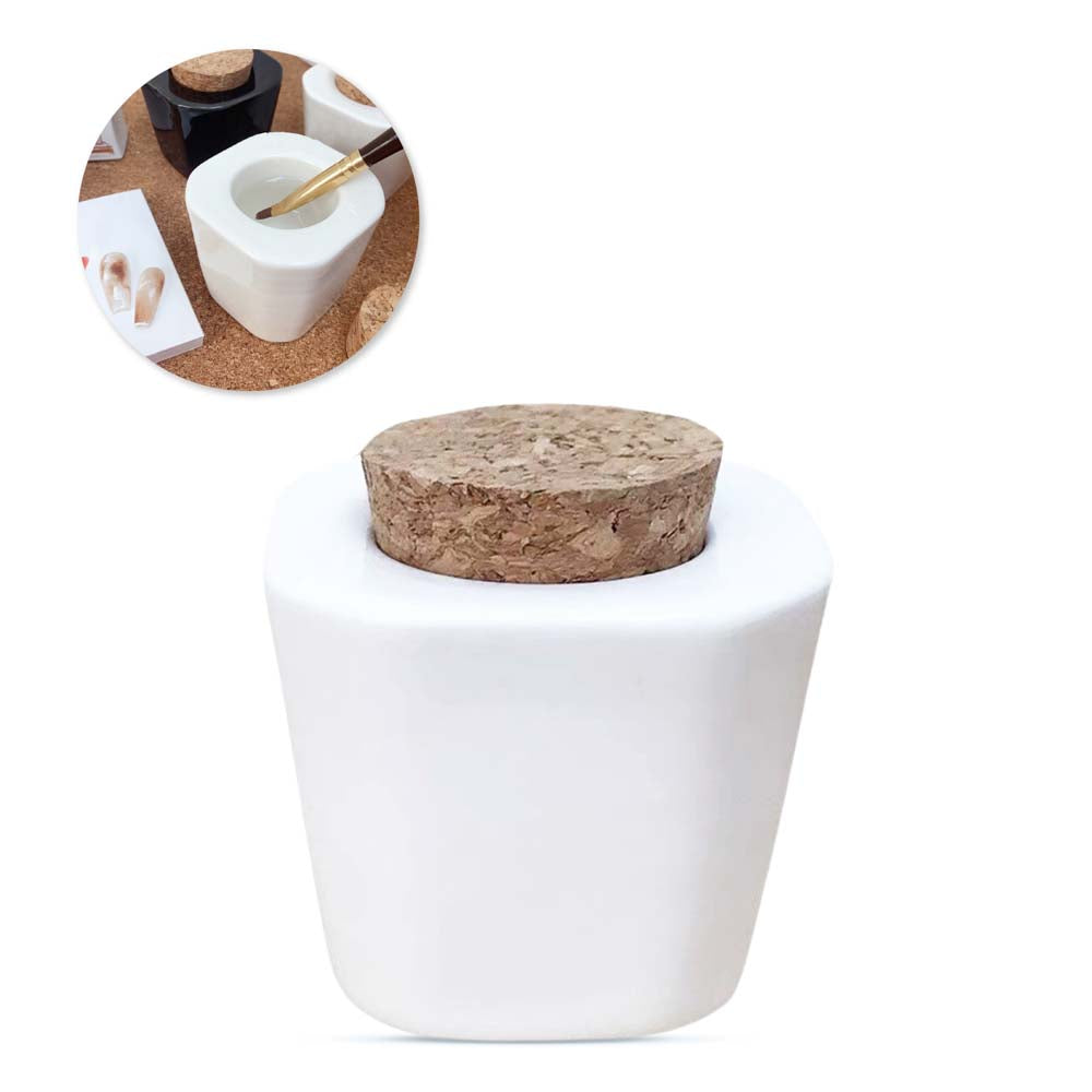 Flüssigkeitsbehälter mit Korken · Keramik weiß