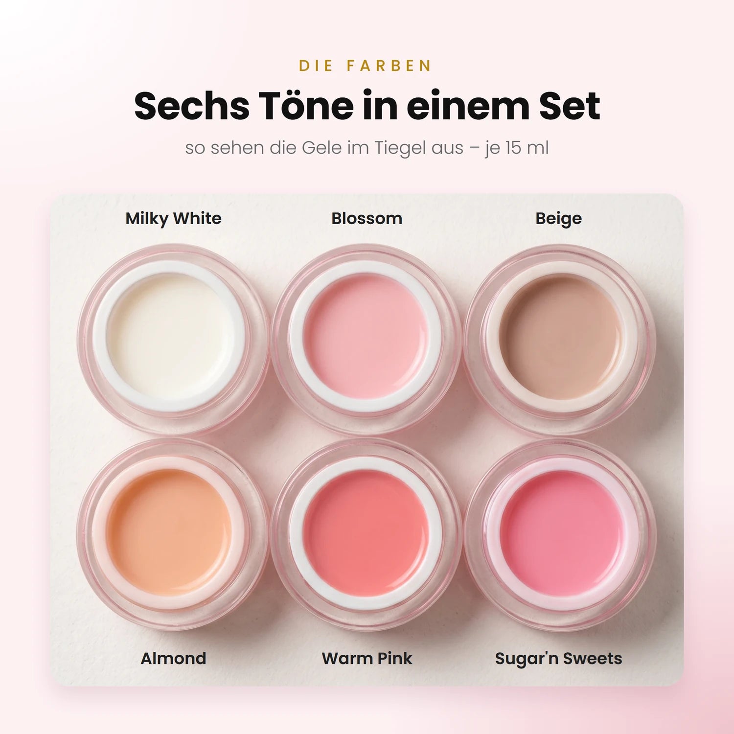 No File Gel Set · 6x 15ml,  für Nägel im Nageldesign & Nagelstudios