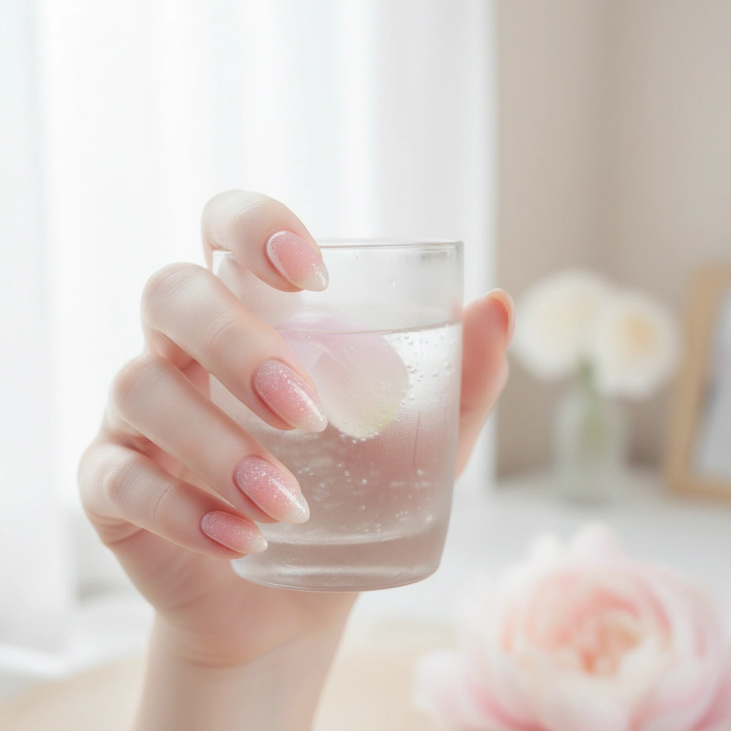 Shellac · Rubber Base · Fairy Pink 7,3ml, Aufbaugel in der Flasche, Aufbaugel Naturnagel, Base Gel, Effekt, flexibles Aufbaugel, flexibles Gel, gel polish, gellack, Glitzer, Grundiergel, Haftgel, nail polish, Naturnagelverstärkung, Pastell, pink, rosa, Shellac, uv lack für Nägel im Nageldesign & Nagelstudios