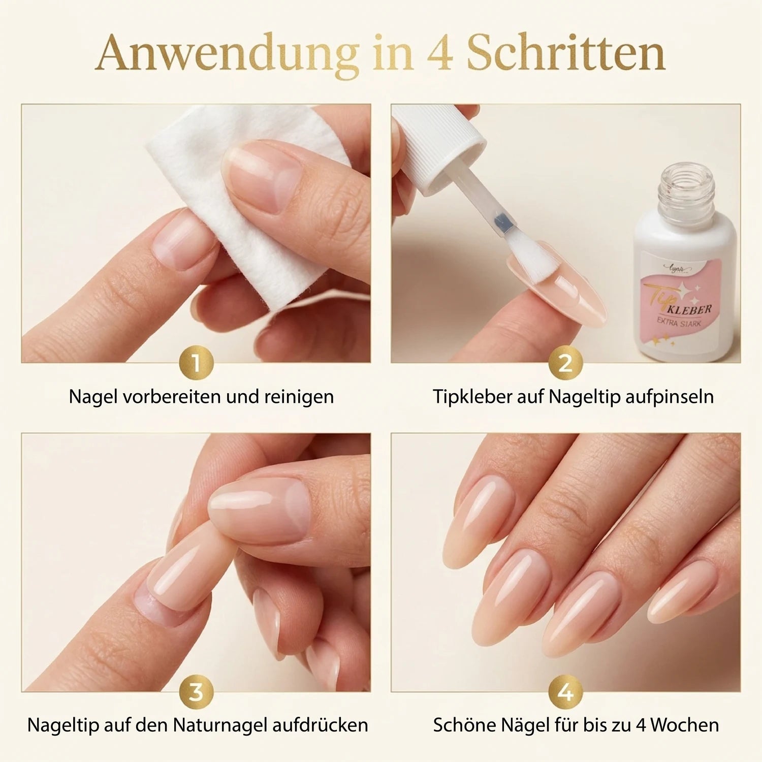 Tipkleber in Pinselflasche 7,5ml, kleber, Muster Tiphalter, Verlängerung, Verlängerungs Tips für Nägel im Nageldesign & Nagelstudios