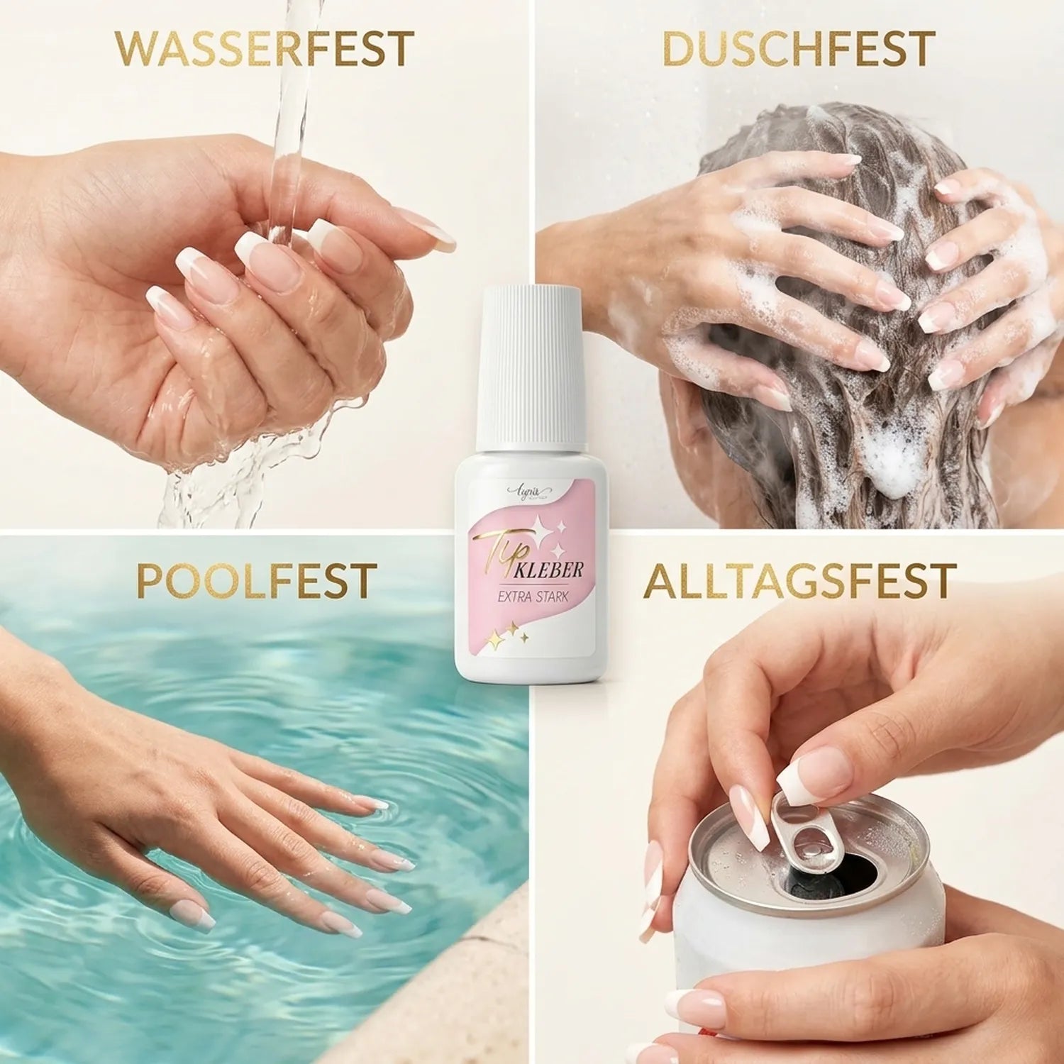 Tipkleber in Pinselflasche 7,5ml, kleber, Muster Tiphalter, Verlängerung, Verlängerungs Tips für Nägel im Nageldesign & Nagelstudios